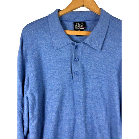 Joseph A Bank Sweater XXL 2XL 100% Italian Merino Wool Pullover Collared Blue - Picture 2 of 5